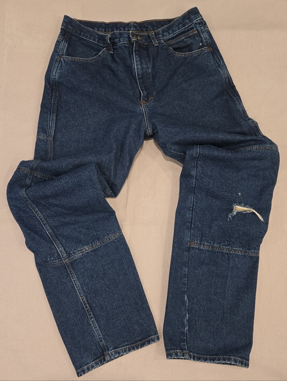 Draggin Jeans Men's Blue Kevlar Lined Motorcycle Riding Double Knee Denim Jeans